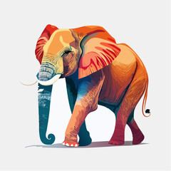 Obraz premium Vibrant Elephant Artwork: An artistic representation of an elephant, rendered in bold, eye-catching colors, and captures the essence of the majestic creature. 