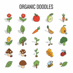 set of isometric flat vector organic icons
