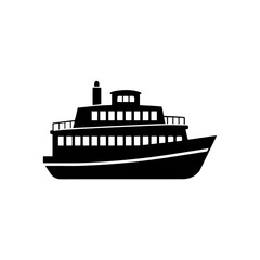 Fototapeta premium Ferry boat silhouette on transparent background