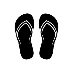 Pair of flip flops on transparent background silhouette