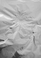 Silver foil wrinkled vector texture, realistic aluminum paper sheet, crumple metallic surface...