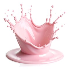 Pink liquid crown splash on white background