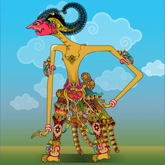 Vector illustration, modification of Wayang Wisanggeni shadow puppet character