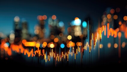 City lights overlayed with financial data