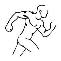 Silhouette of a running man drawn in line art style.