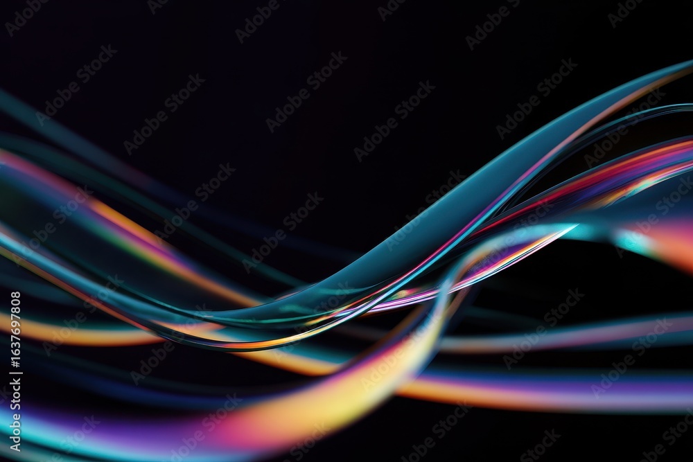 Aufkleber fluid ribbons of light create an abstract and colorful composition in a dark setting