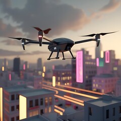 Delivery Drone Flying Above — Ultra-realistic Delivery Concept