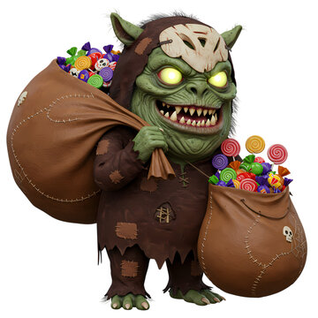 Halloween Monster: Spooky Candy Goblin Illustration - Perfect for October Celebrations & Digital Art Projects