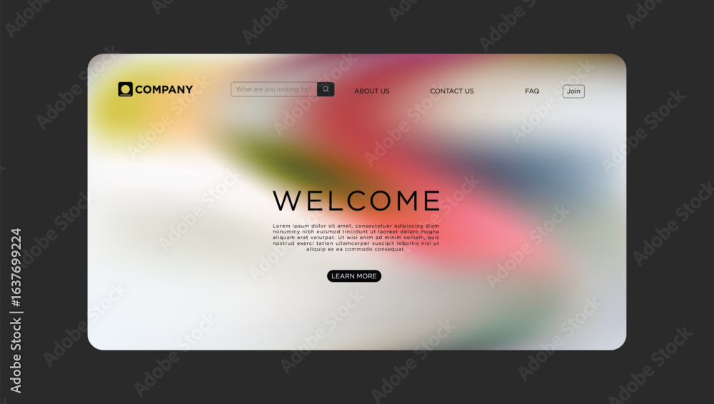 Poster modern website template with colorful abstract background for creative business landing page design
