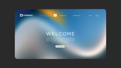 Modern welcome page design for website or app with search bar and vibrant gradient background