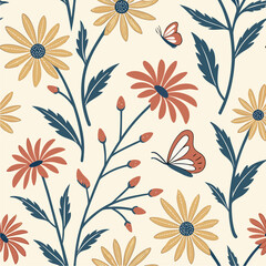 whimsical daisy and sunflower pattern