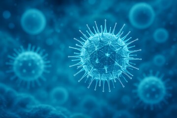Close up of virus particles under microscope, microscopic view, molecular infection, oncology medical background