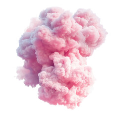 A vibrant pink smoke cloud billowing gently, soft texture and airy flow on transparent png background. Ai generated