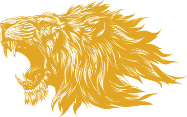Lion head vector logo design in flat vector silhouette isolated on white background