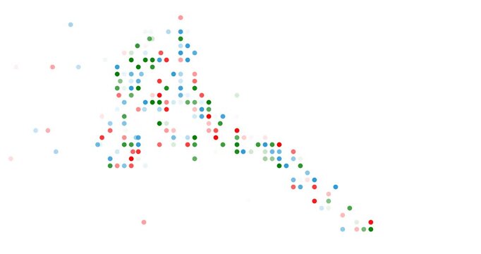 Abstract generative Eritrea outline with moving dots