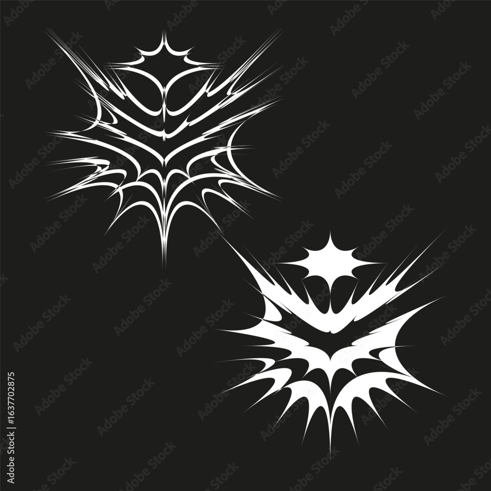 Aufkleber abstract sharp bursts. dynamic grunge shapes. black background vector. aggressive modern graphic.