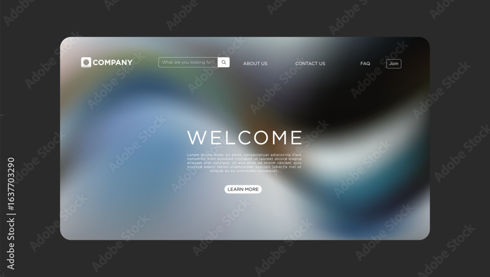 Poster welcome website landing page offering a professional, clean design with an inviting user experience
