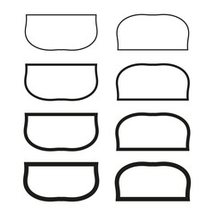 Semicircle shapes set. Rounded bottom outlines. Thick line Vector. Geometric form collection.