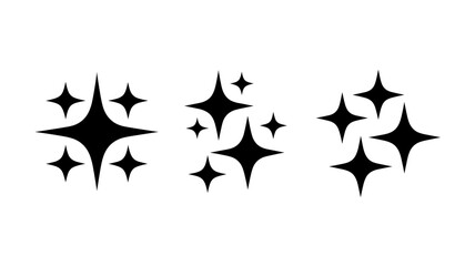 sparkle star icon set. simple star burst symbol. transparent png and vector illustration.