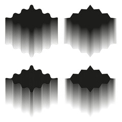 Abstract geometric shapes. Layered hexagonal forms. Dynamic striped Vector. Optical illusion illustration.