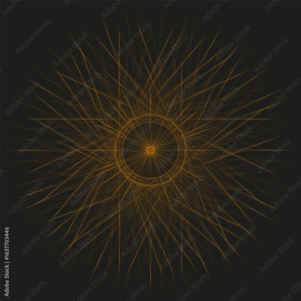 Poster abstract light pattern. golden glow background. radial vector lines. warm sunburst effect.