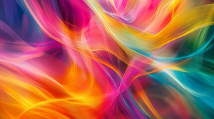 Abstract Dynamic Wavy Lines Flowing over Vibrant Color Field creating a mesmerizing design