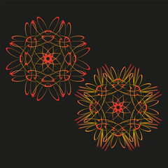 Geometric star shapes. Warm tone patterns. Abstract Vector forms. Ornamental design elements.