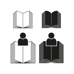Education person icon. Student reading symbol. Learning knowledge Vector. Academic figure graphic.