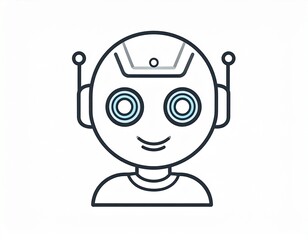 Fototapeta premium A simple robot head icon with LED-shaped eyes.