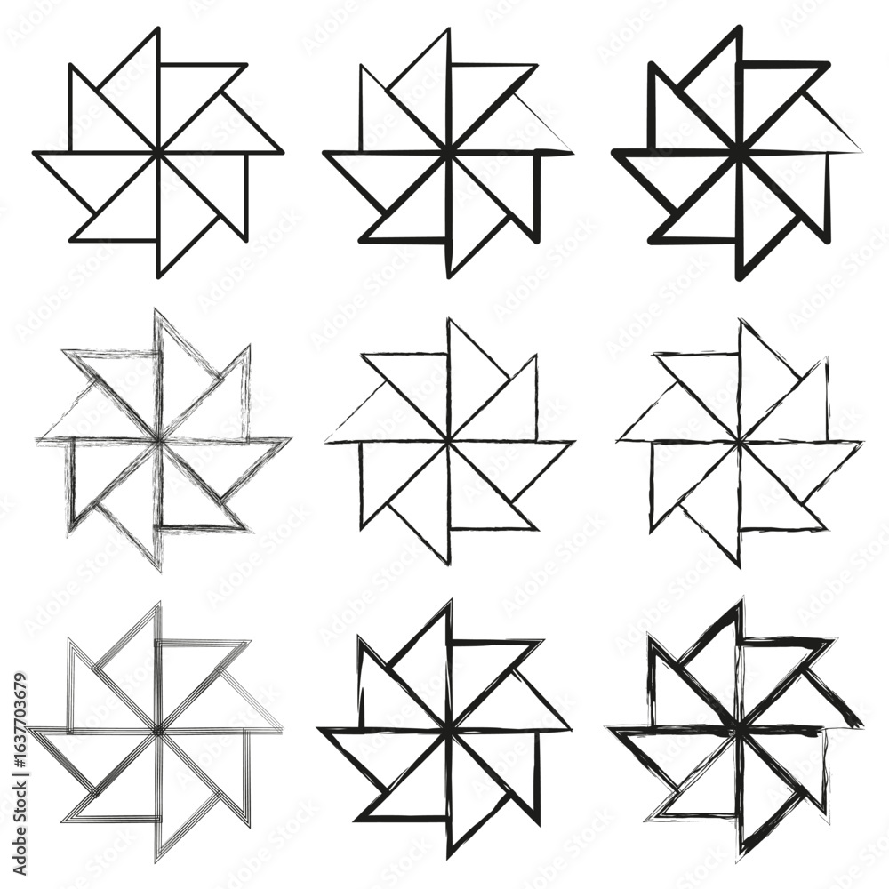 Poster geometric star outlines. abstract line shapes. grunge texture vector. artistic linear design.