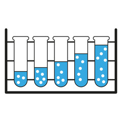 Test tube liquid set. Laboratory experiment Vector. Chemical research illustration. Bubbles science element.