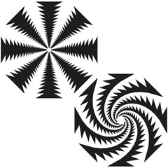 Dynamic swirl pattern. Abstract star shape. Monochrome energy Vector. Black white illustration.