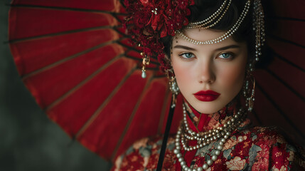 A luxurious fashion portrait of geisha	