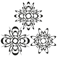 Floral ornament shapes. Detailed bloom pattern. Petal Vector illustration. Botanical decor elements.
