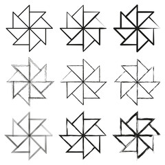 Geometric star outlines. Abstract line shapes. Grunge texture Vector. Artistic linear design.