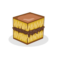 Sweet martabak is a traditional Indonesian dish. Perfect for an appetizer or dessert. The chocolate flavored sweet martabak is designed in a flat style cartoon isolated on a white background. 