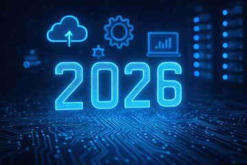 Fototapeta premium Technology 2026 Concept With Digital Icons