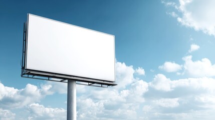 Obraz premium Blank Billboard Against a Blue Sky: Outdoor Advertising Mockup Template for Commercial or Promotional Use