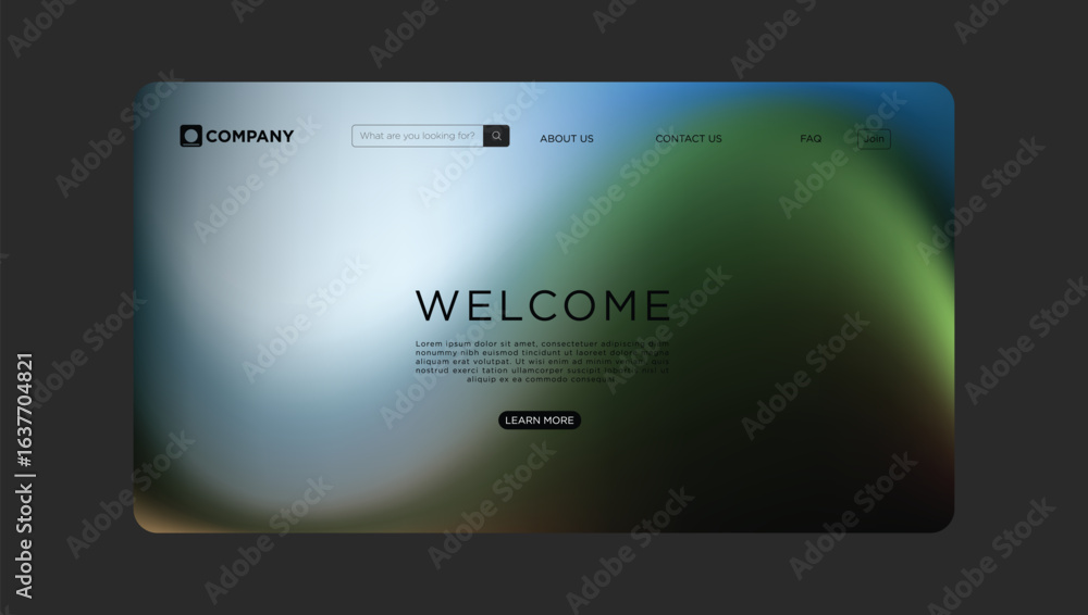 Poster modern website design welcomes visitors with soft gradients and professional navigation elements