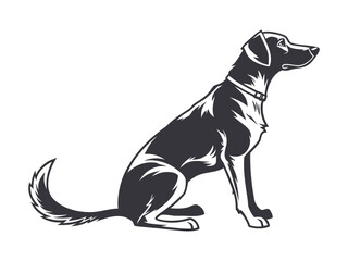 Sitting dog vector logo, side view. Labrador retriever silhouette