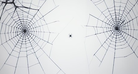 Spider Web Halloween Decoration, Spooky Spider Web Graphic, Creepy Web Design, Two Spiderwebs with Spider, Black Spider Webs, High-Resolution Web Image