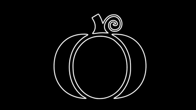 minimalist  pumpkin icon in golden yellow, shining on a blackground