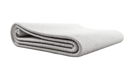 Folded white yoga mat, isolated on transparent background