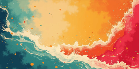 Abstract colorful watercolor and grunge background with vibrant paint splashes and artistic textures
