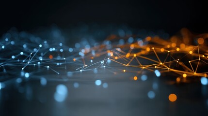 Abstract Network Connection with Glowing Nodes: Modern Technology Background Representing Connectivity and Data Transfer