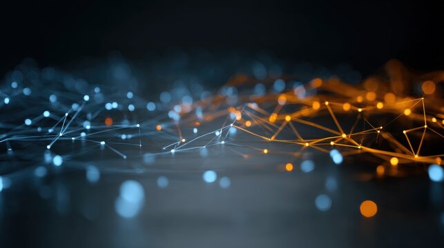 Abstract Network Connection with Glowing Nodes: Modern Technology Background Representing Connectivity and Data Transfer - Powered by Adobe