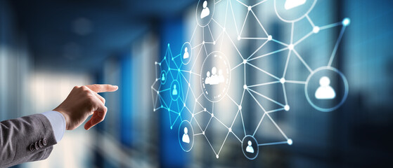 People network structure. HR - Human resources management and recruitment concept