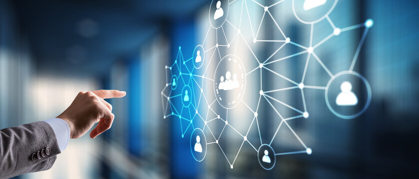 People network structure. HR - Human resources management and recruitment concept