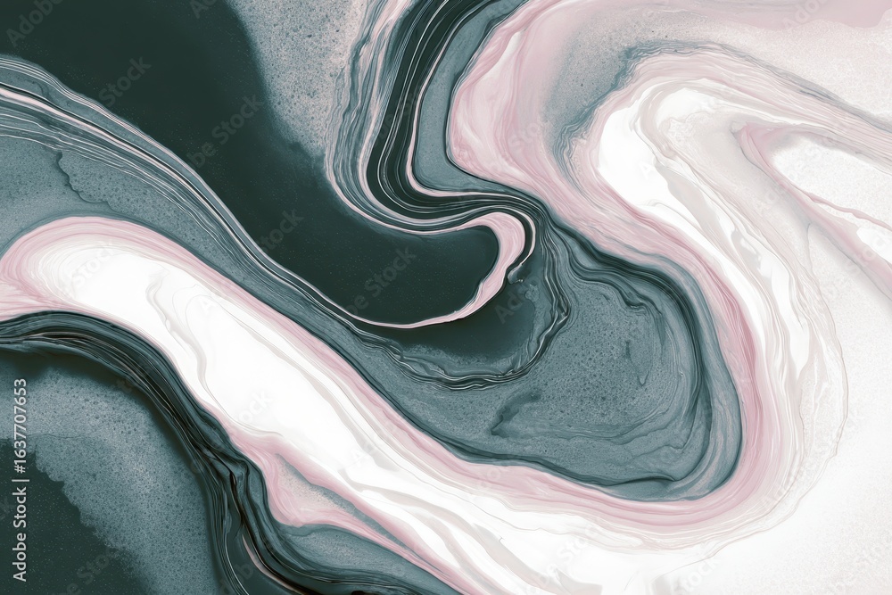 Poster elegant swirls of pastel colors create an abstract design in a fluid art composition