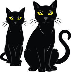 Vector set of cute black and white cats, kittens and feline silhouettes, perfect for a pet or animal-themed design